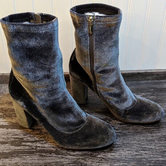 Sam Edelman Women's Calveta Blue Sapphire Gray Velvet Booties Size 9.5 - Picture 1 of 7